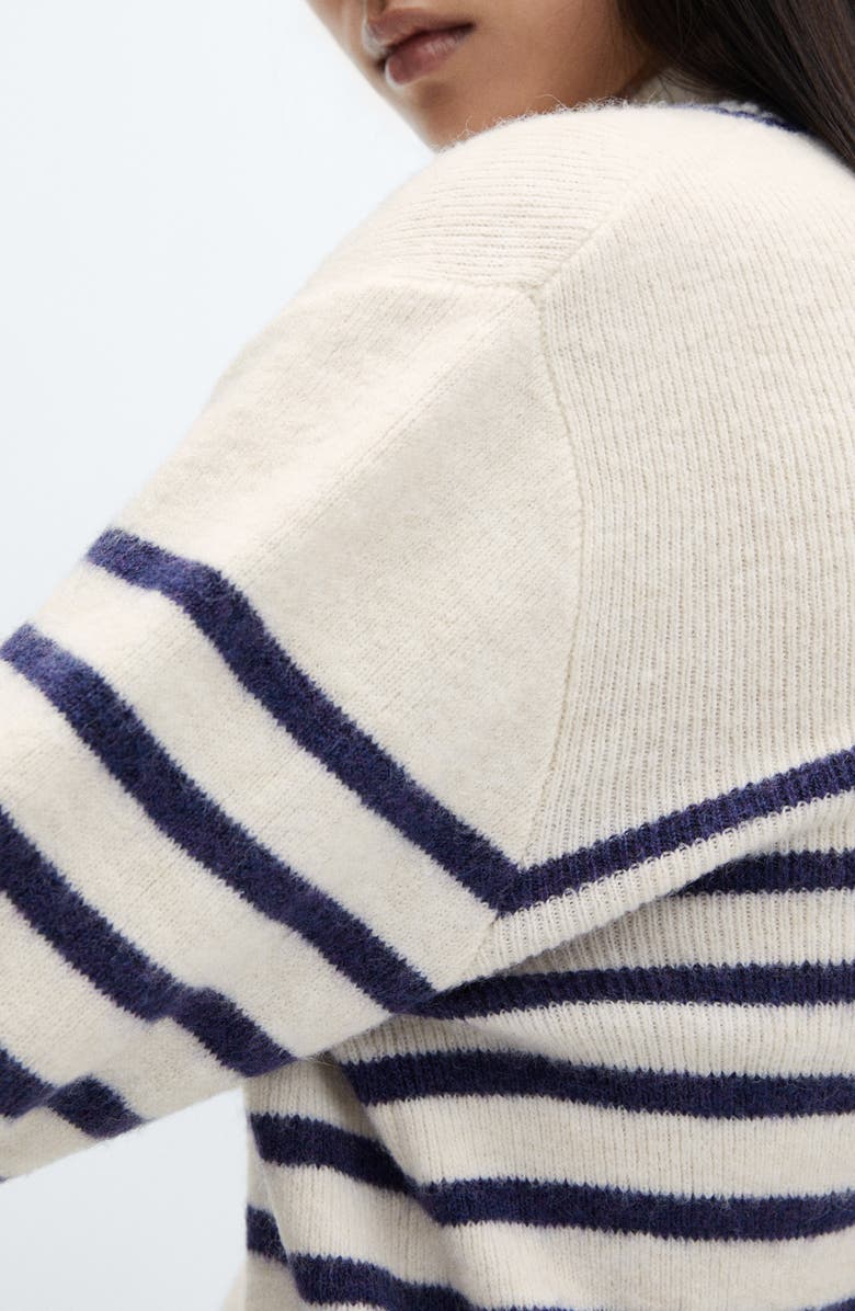 MANGO Stripe Fuzzy Mock Neck Sweater, Alternate, color, 