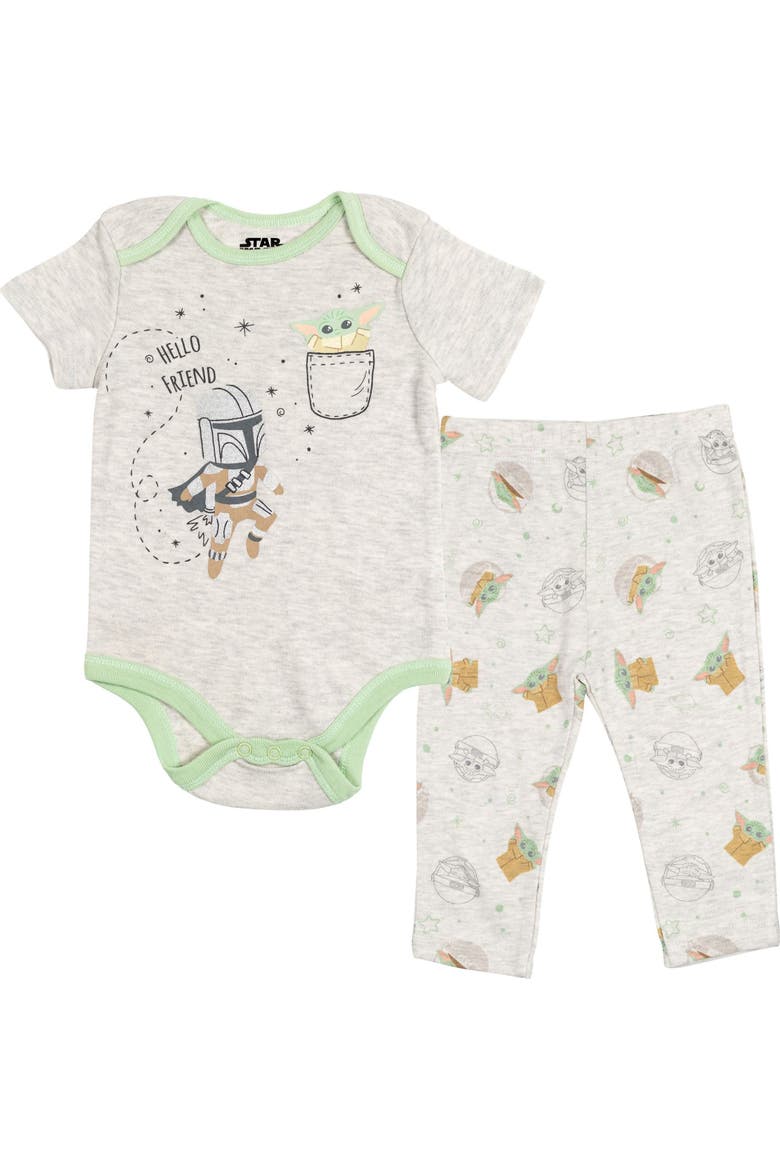 The Mandalorian Grogu 8-Piece Bodysuit and Pants Set, Alternate, color, Grogu Green Grey