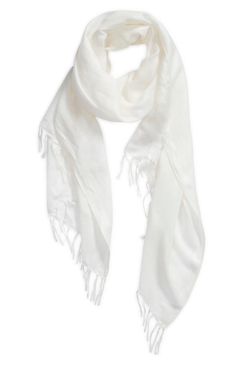 Linen Blend Scarf, Alternate, color, WHITE SNOW