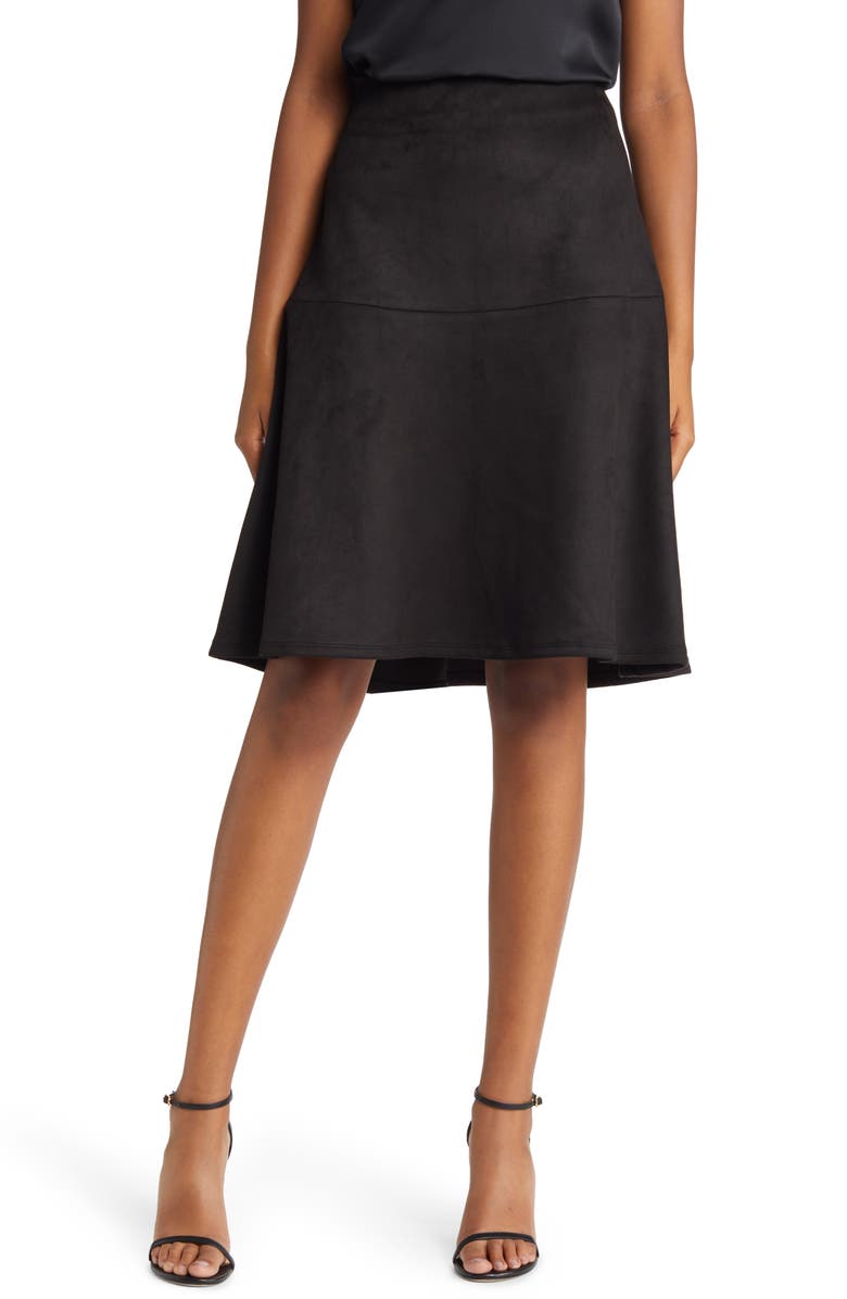 Anne Klein Faux Suede Flare Skirt, Main, color,