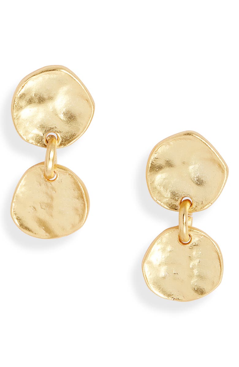 Karine Sultan Medallion Drop Earrings, Main, color, Gold