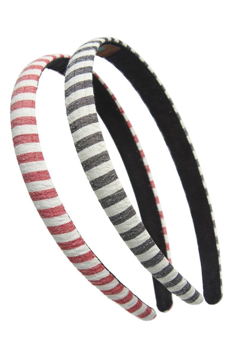 Tasha Assorted 2-Pack Skinny Stripe Headband, Main, color, Pink Black