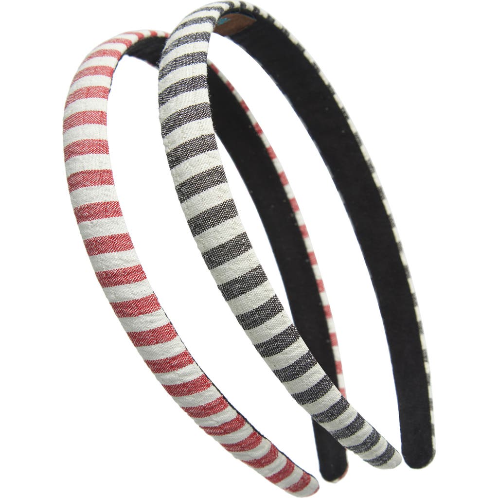 Tasha Assorted 2-pack Skinny Stripe Headband In Pink Black