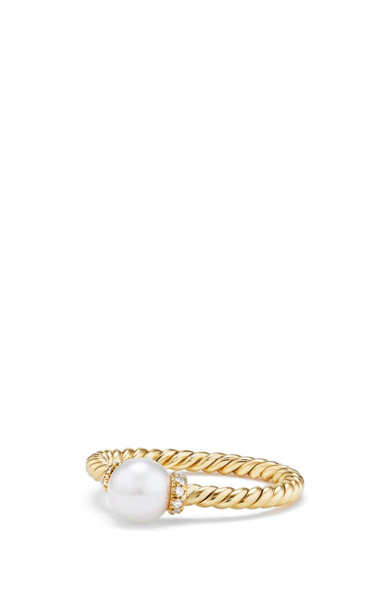 David Yurman Solari Station Ring with Pearl & Diamonds in 18K Gold, Main, color, Yellow Gold/ Diamond/ Pearl