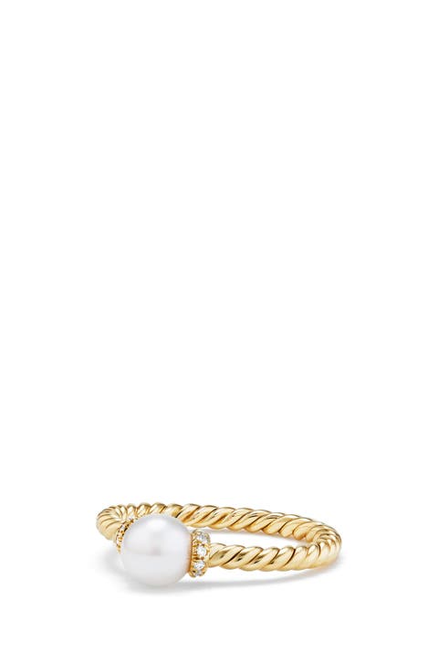Solari Station Ring with Pearl & Diamonds in 18K Gold
