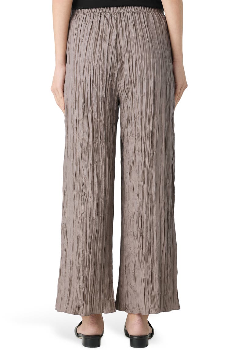 Crinkled Silk Wide Leg Pants, Alternate, color, COCOA