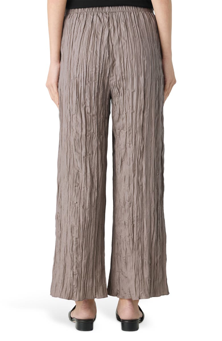 Eileen Fisher Crinkled Silk Wide Leg Pants, Alternate, color, Cocoa