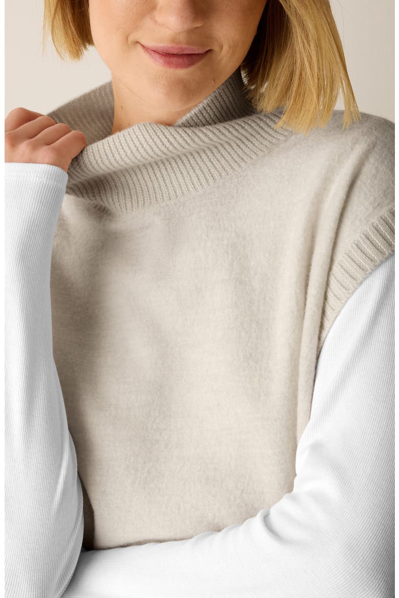 Turtleneck Cap Sleeve Wool Sweater, Alternate, color, PLASTER