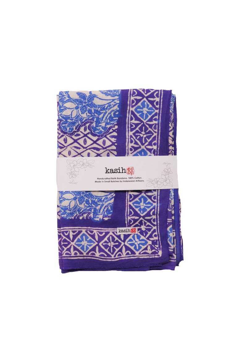 Oversized Hand Dyed Batik Bandana, Alternate, color, Navy Blue