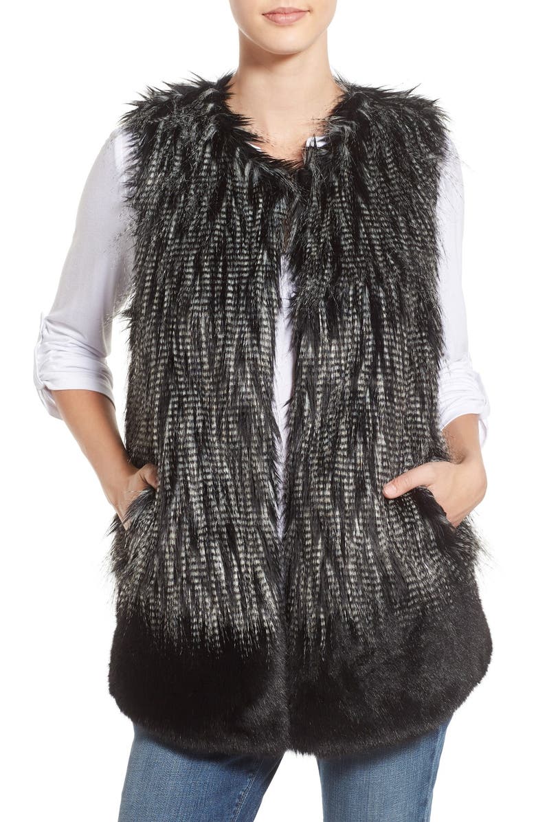 Parkhurst Two-Tone Faux Fur Vest, Main, color, 