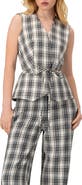 IVONNE Plaid Vest with Tie Belt