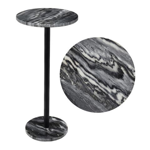 Cogsen Contemporary Natural Marble/Metal Pedestal Drink Table