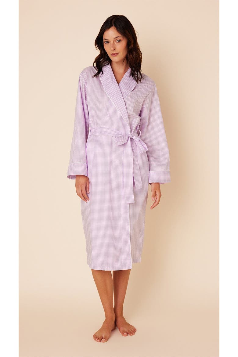 Luxe Pima Shawl Collar Robe, Main, color, Classic Gingham Lavender