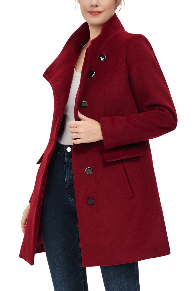 Women's Olivia Wool Blend Walking Coat, Alternate, color, Wine