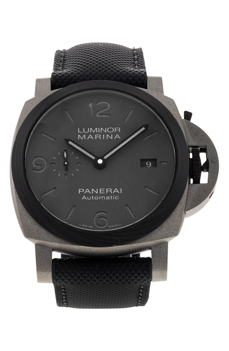 Watchfinder & Co. Panerai Preowned 2020 Luminor Marina PAM01662 Leather Strap Watch, 44mm, Main, color, Grey