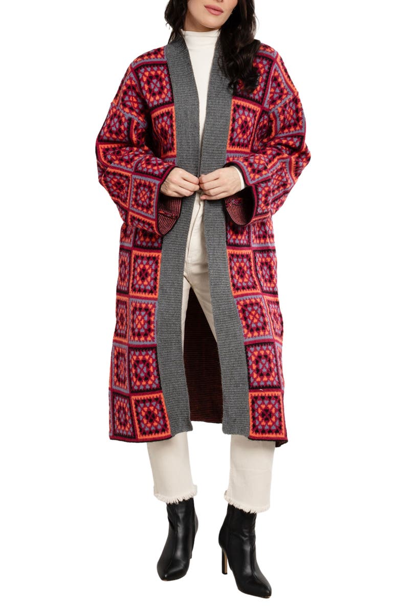 SAACHI Crochet Square Ruana, Main, color, Red