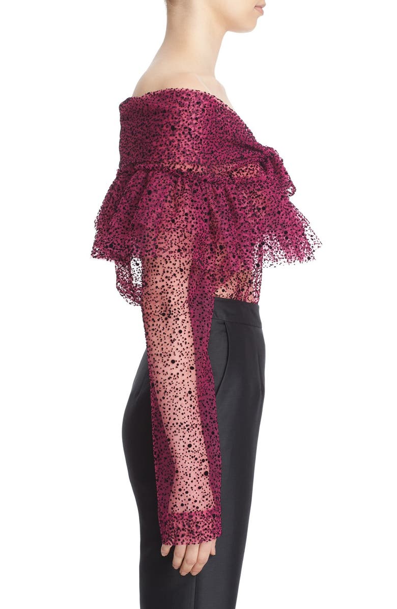 Isa Arfen Ruffle Knot Off the Shoulder Tulle Top, Alternate, color, 