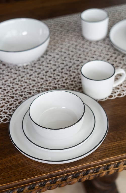 Bia Cordon Bleu Set Of 4 Silhouette Dinner Plates In White W/black