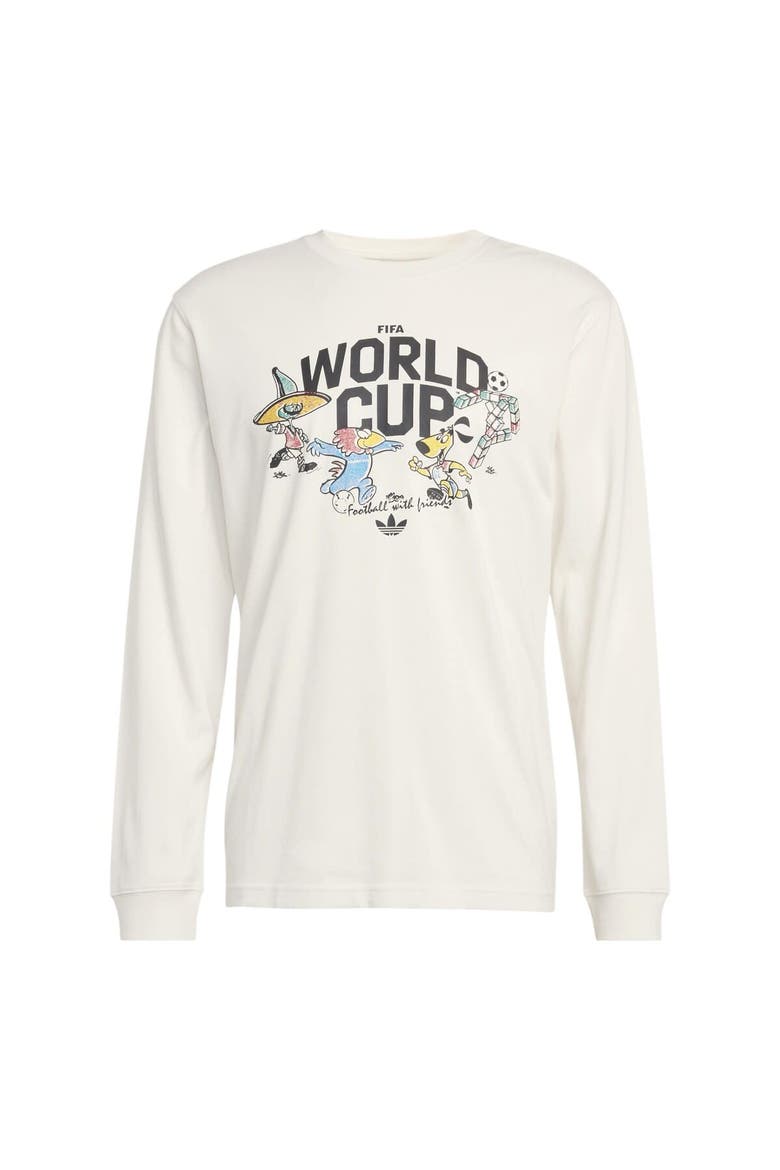 Men's adidas  White FIFA World Cup Historic Mascot Long Sleeve T-Shirt, Alternate, color, White