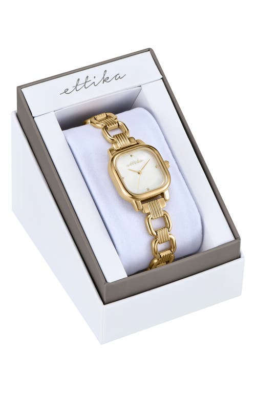 Ettika Mother-of-pearl Square Bracelet Watch In Gold