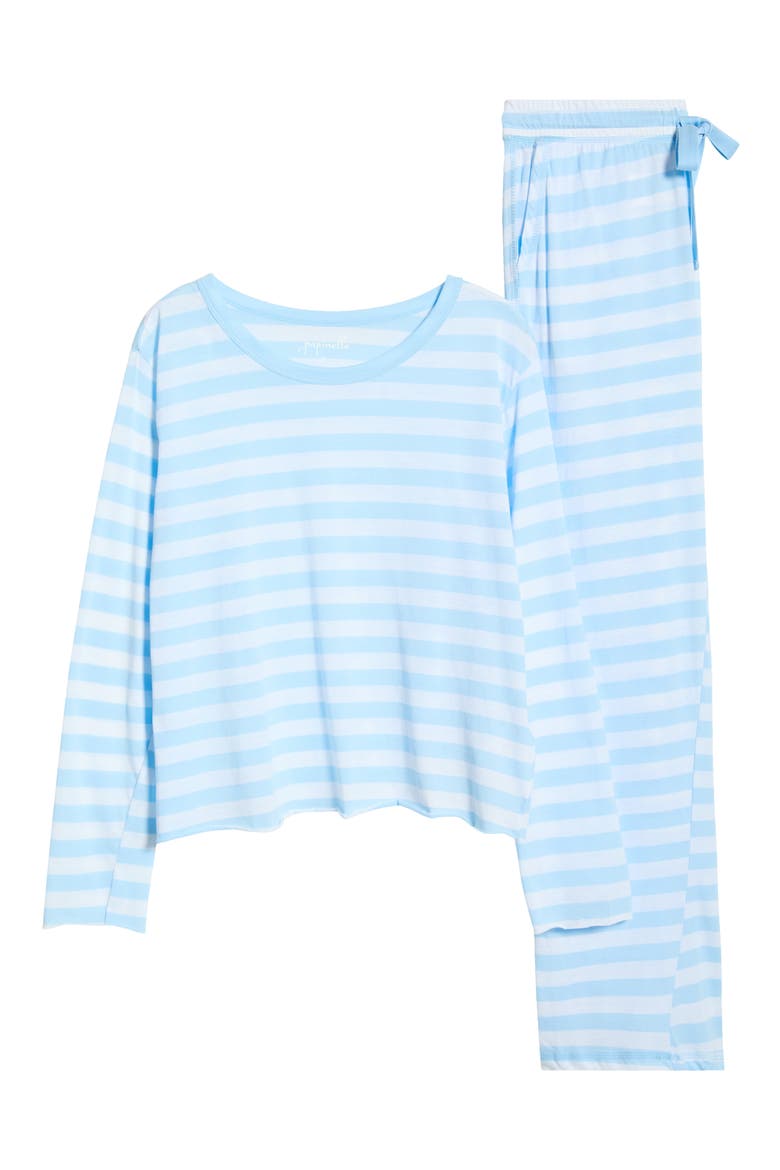 Jada Stripe Organic Cotton Pajamas, Alternate, color, CLEAR SKY/ WHITE STRIPE