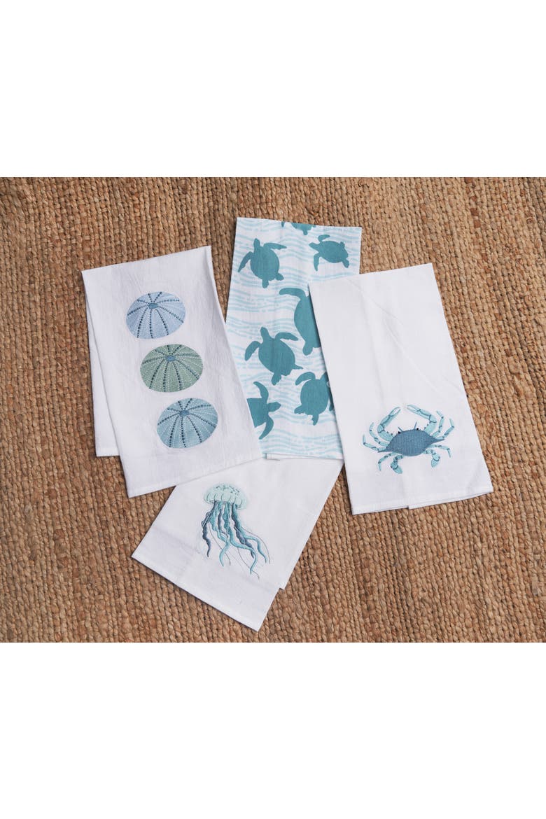 Sea Urchin Shores Kitchen and Bathroom Embroidered Hand Towel, Alternate, color, Blue