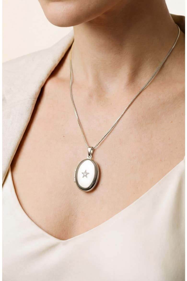 Oval Locket Pendant Necklace, Alternate, color, SILVER