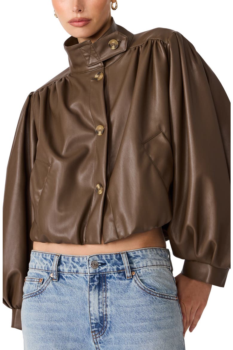 Deedee Faux Leather Bomber Jacket, Main, color, COCO