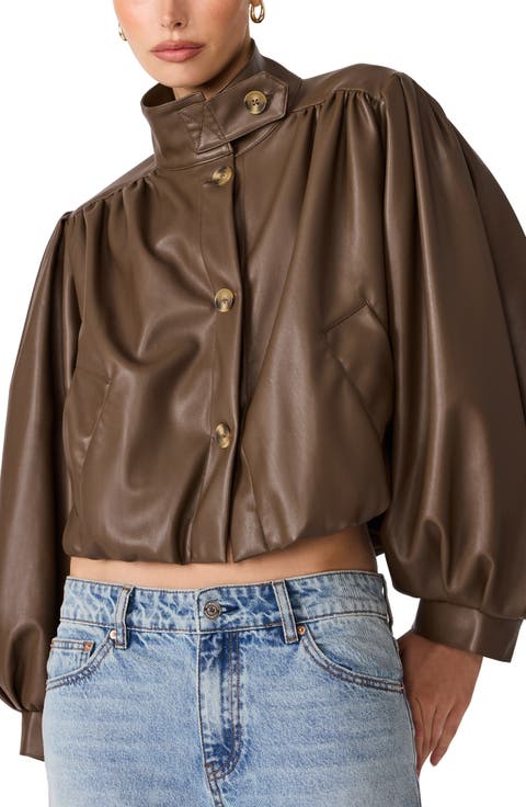 Deedee Faux Leather Bomber Jacket