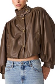 Steve Madden Deedee Faux Leather Bomber Jacket