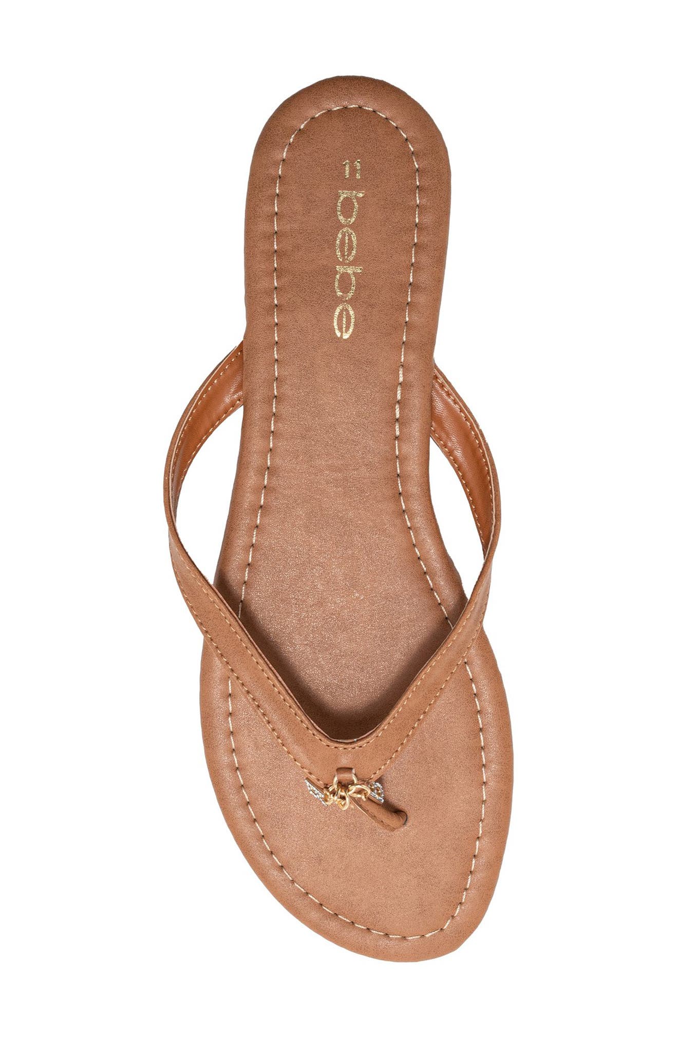 bebe Charm Thong Sandal, Alternate, color, Tan