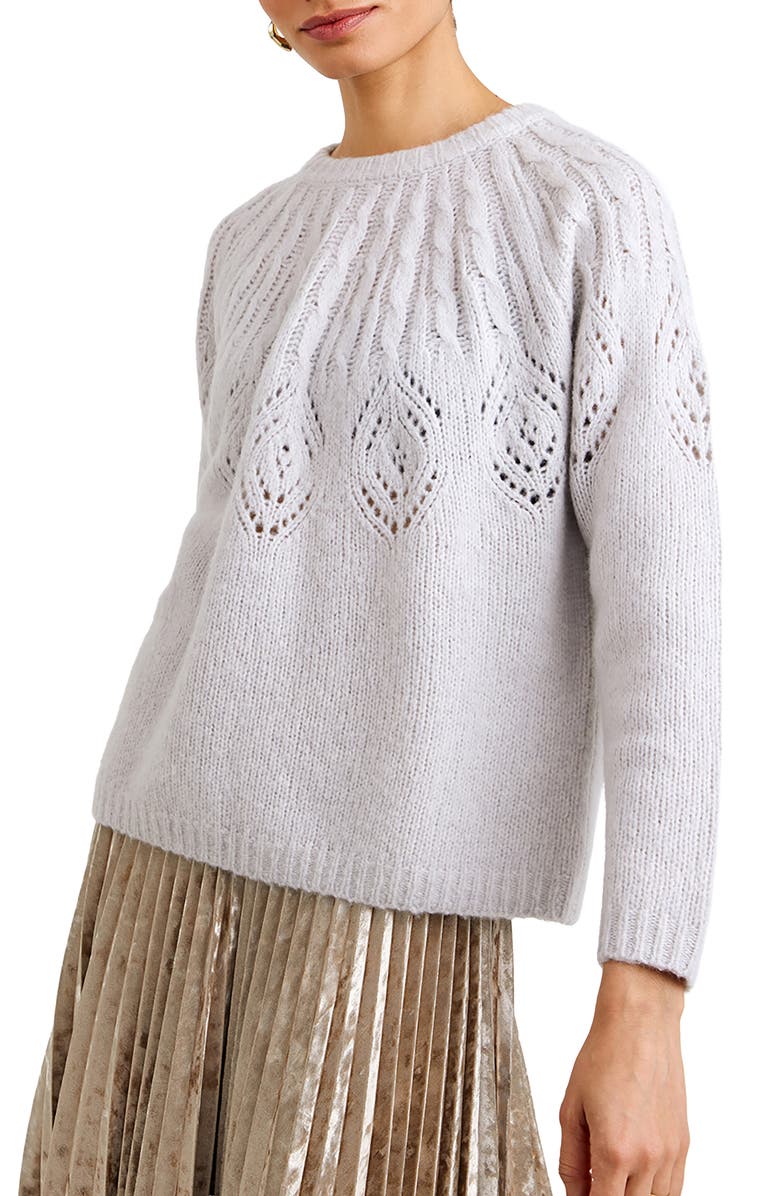 Bella Dahl Cable Stitch Merino Wool & Cashmere Blend Sweater, Alternate, color, Frosted Oat