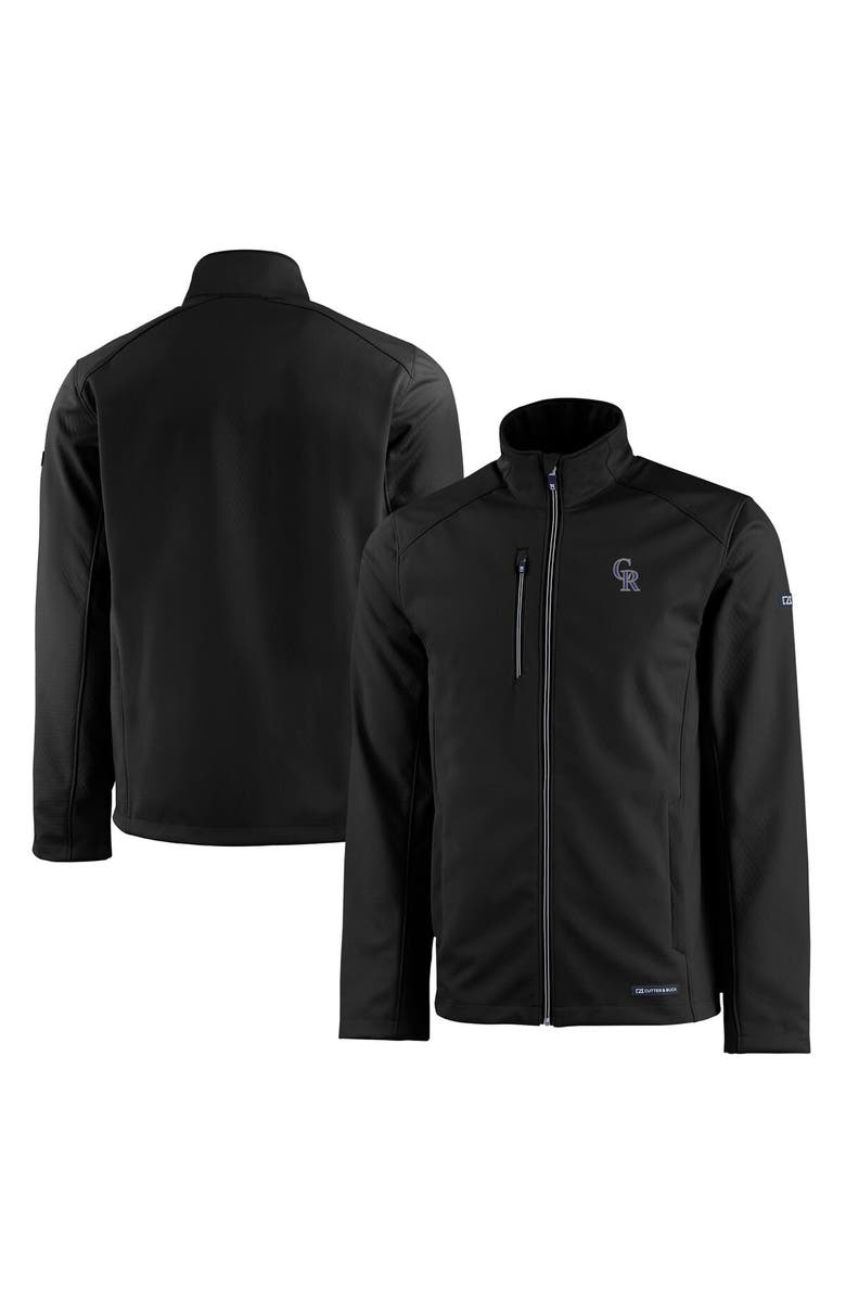 Cutter & Buck Men's Cutter & Buck Black Colorado Rockies Evoke Eco Softshell Recycled Full-Zip Jacket, Main, color, 
