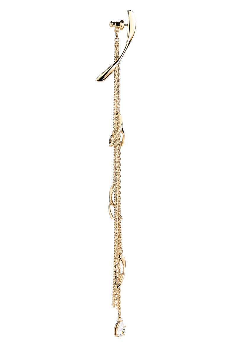 Wishbone Drop Earrings, Alternate, color, PALE GOLD/ STRASS