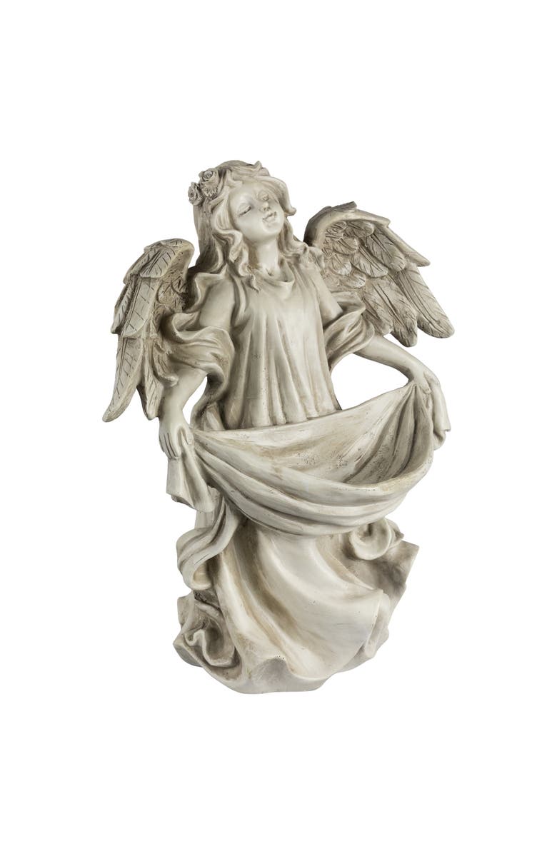 Northlight 18.5" Serene Angel Bird Feeder Outdoor Garden Statue, Alternate, color, Gray