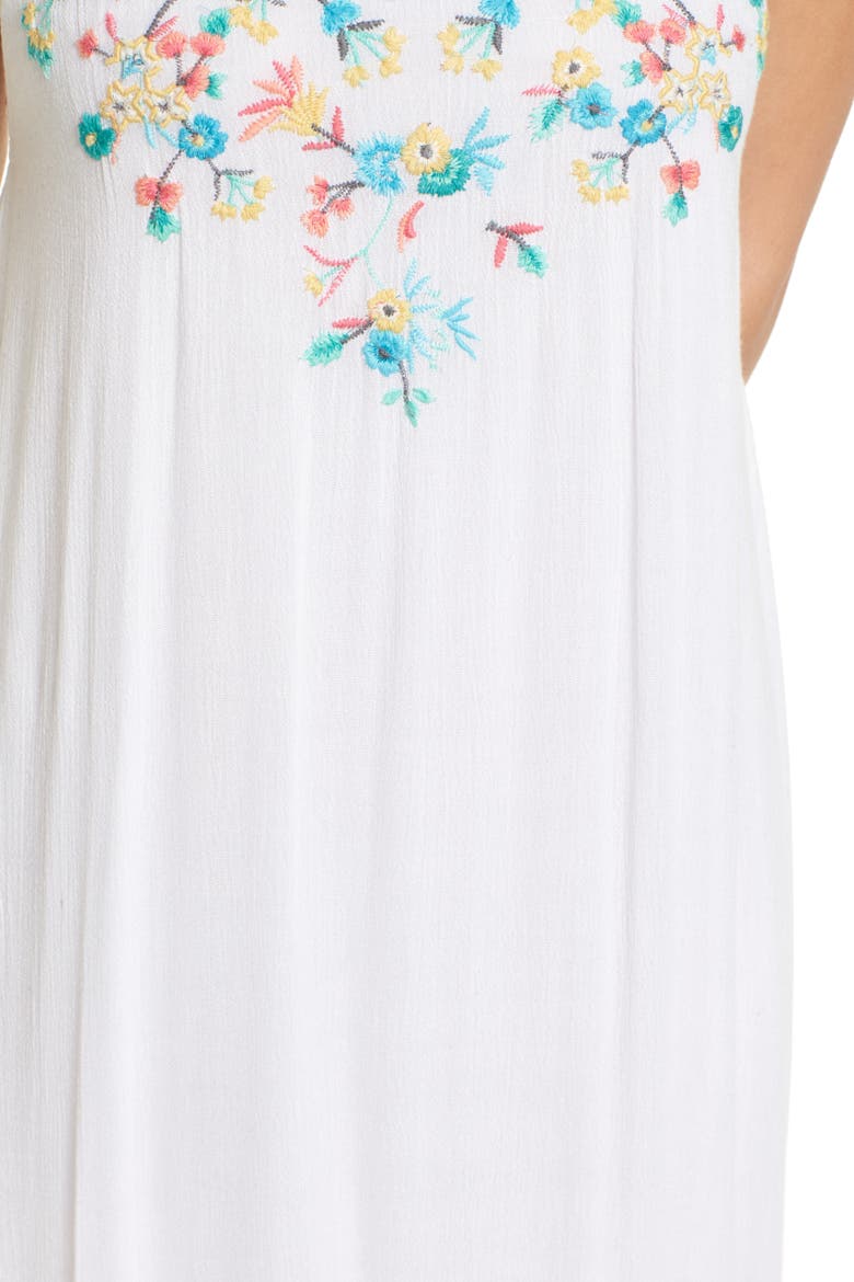 Ashlyn Embroidered Tassel Trim Maxi Dress, Alternate, color, EGGSHELL