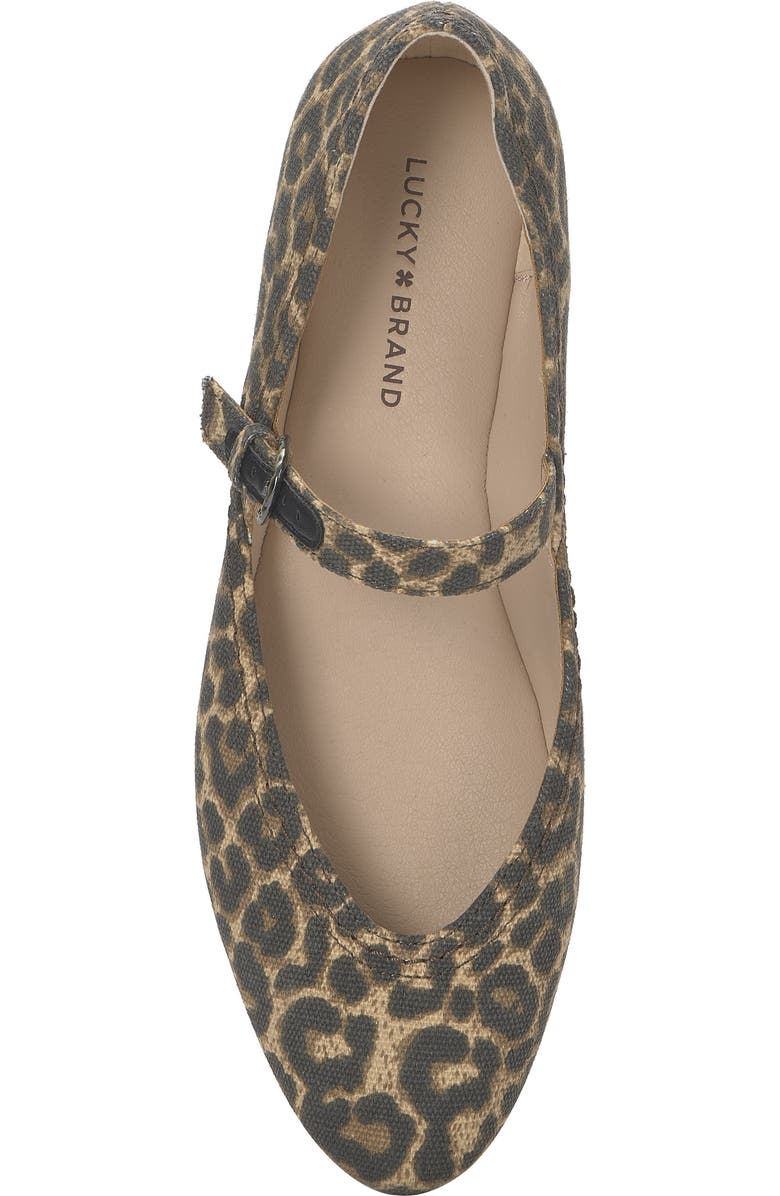 Lucky Brand Cyrena Mary Jane Flat, Alternate, color, Natural Leopard Print Canvas