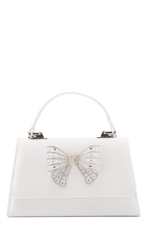 Leslie Crystal Bow Satin Clutch