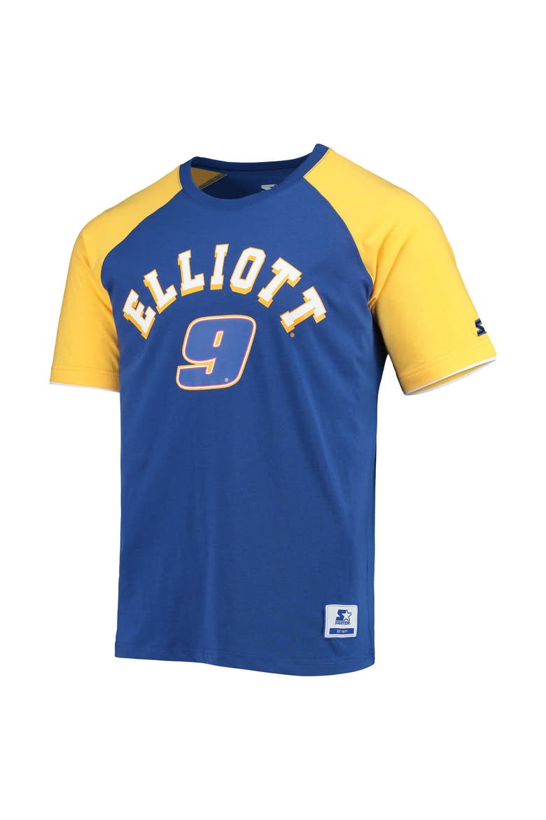 Men's Starter Royal/Gold Chase Elliott The Catcher Raglan T-Shirt, Alternate, color, Royal