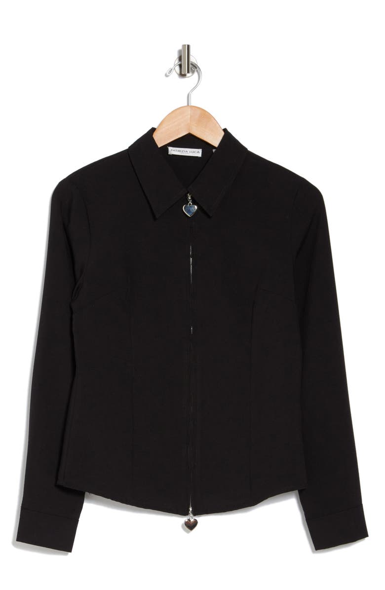 PATRIZIA LUCA Heart Zip Top, Alternate, color, Black