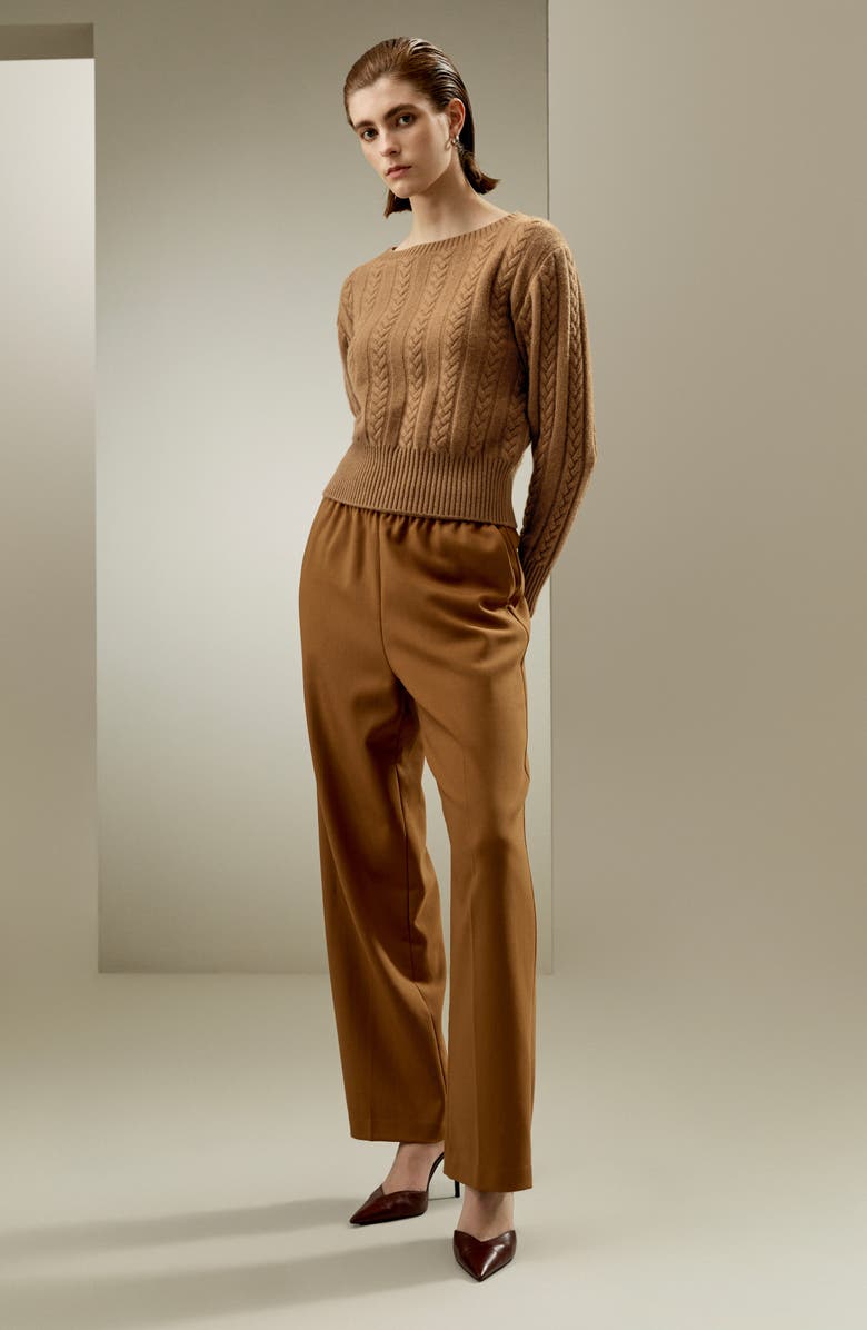 Lilysilk Pure Cashmere Drop Shoulder Crew Neck Sweater for Women, Alternate, color, Toffee