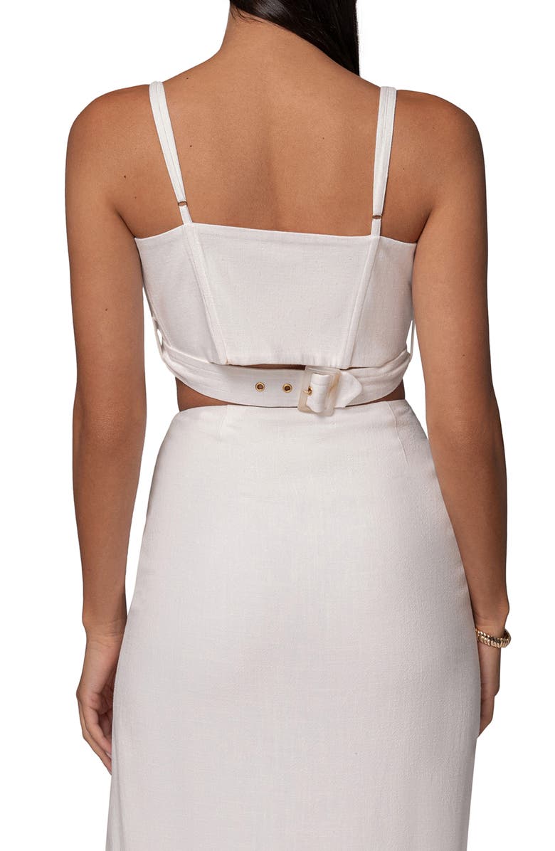 JLUXLABEL Sunrise Cotton & Linen Bustier Wrap Top, Alternate, color, Ivory