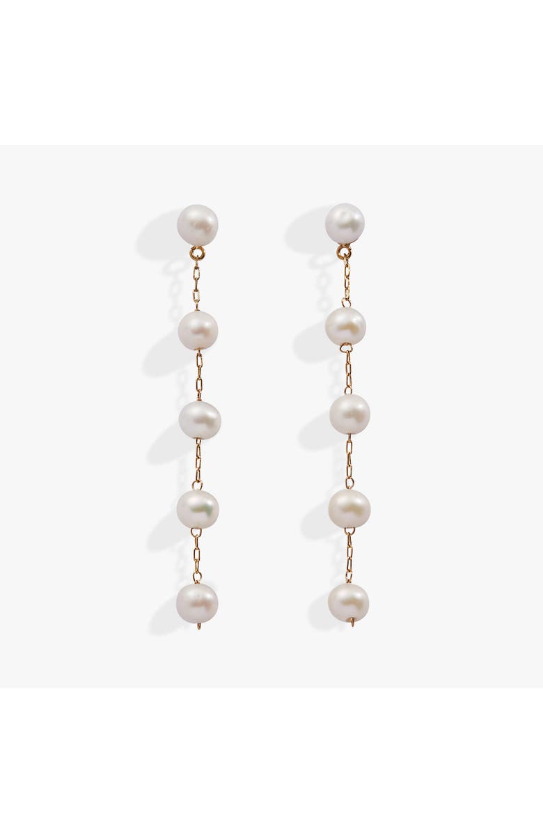 Alex and Ani Freshwater Pearl Linear Earrings, Main, color, Pearl