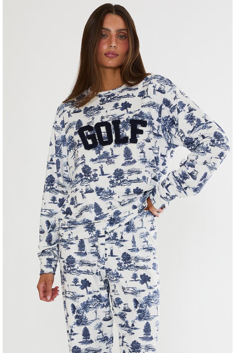 Cassia Print Lounge Sweatshirt, Alternate, color, EVENING GOLF TOILE