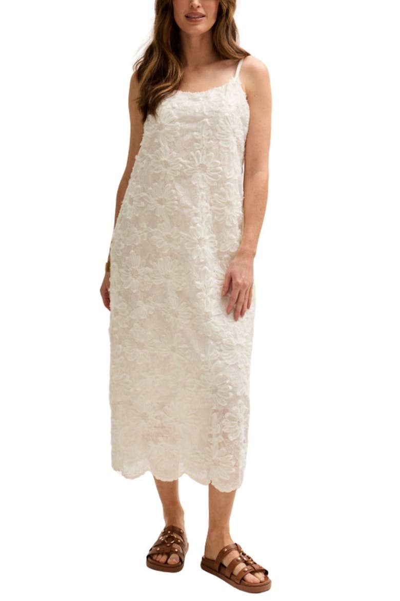 Lily Spaghetti Strap Ribbon Work Midi Dress, Main, color, Natural