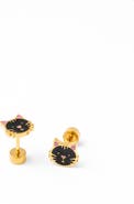 Pip Pop Girls' Black Cat Flatback Stud Hypoallergenic Earrings