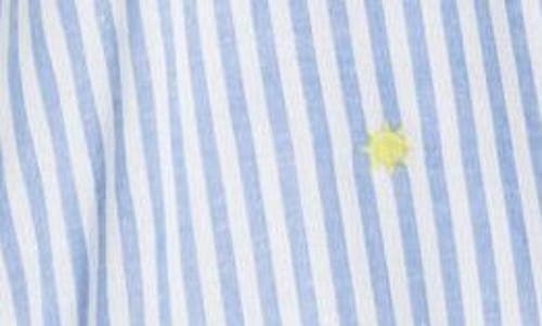 Shop Beachlunchlounge Rosie Embroidered Tie Front Short Sleeve Button-up Shirt In Dominica Island