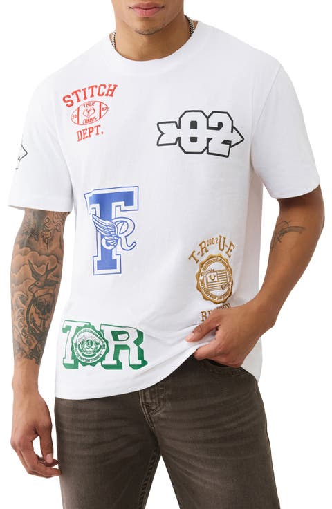 Embroidered Uni Logos Cotton Graphic T-Shirt