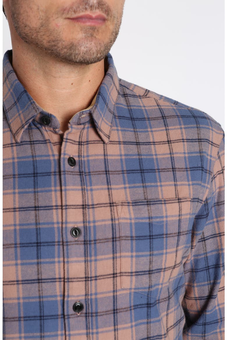 Plaid Long Sleeve Stretch Cotton Button-Up Shirt, Alternate, color, TAN PLAID FLANNEL