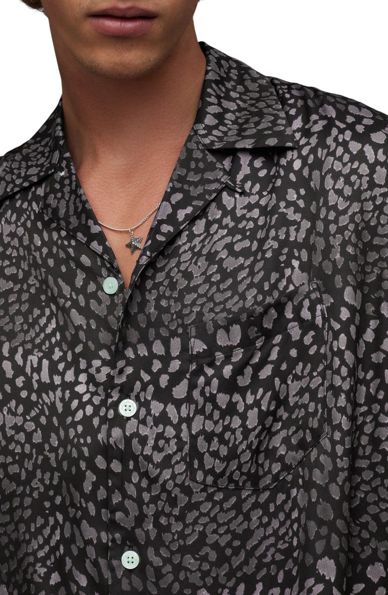 AllSaints Cosmo Print Short Sleeve Button-Up Shirt, Alternate, color,